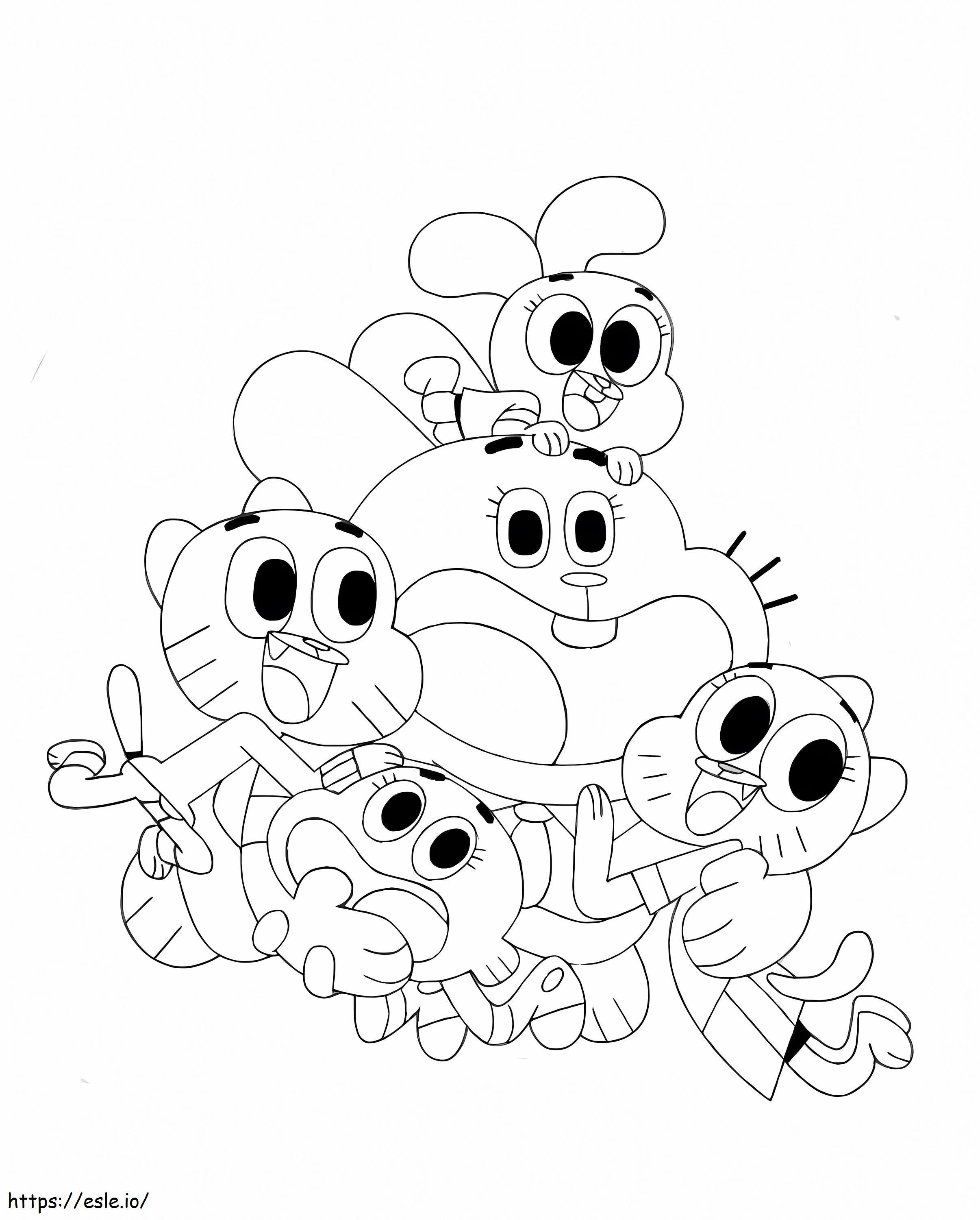 Darwin și o familie fericită de colorat