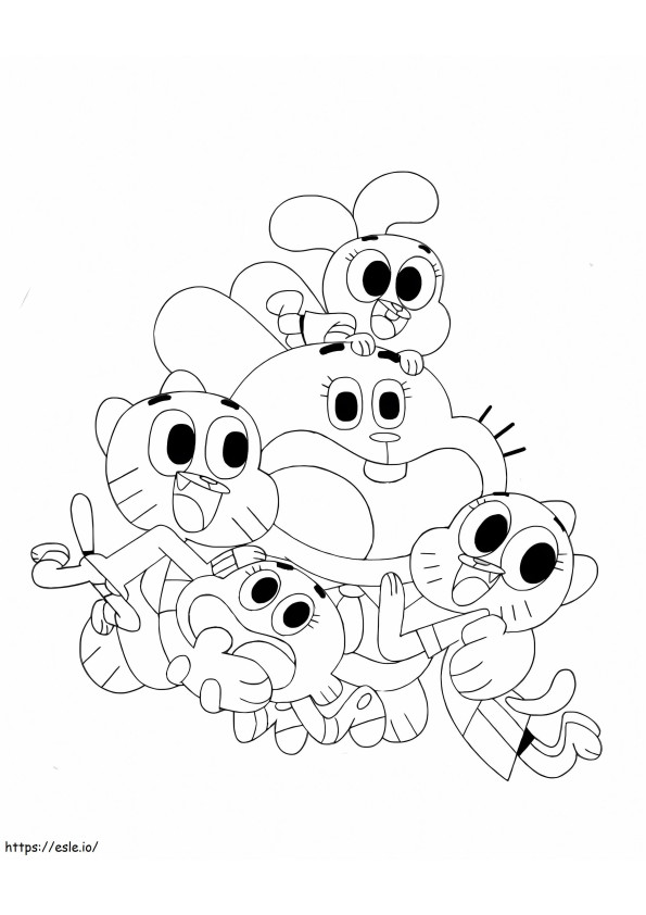 Darwin e a família feliz para colorir