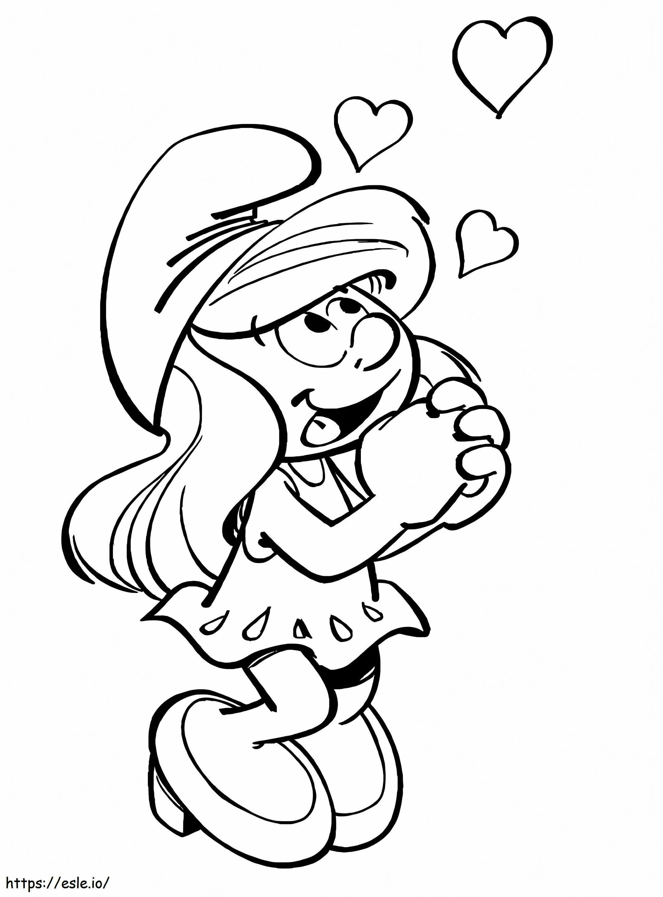 Lovely Smurfette coloring page