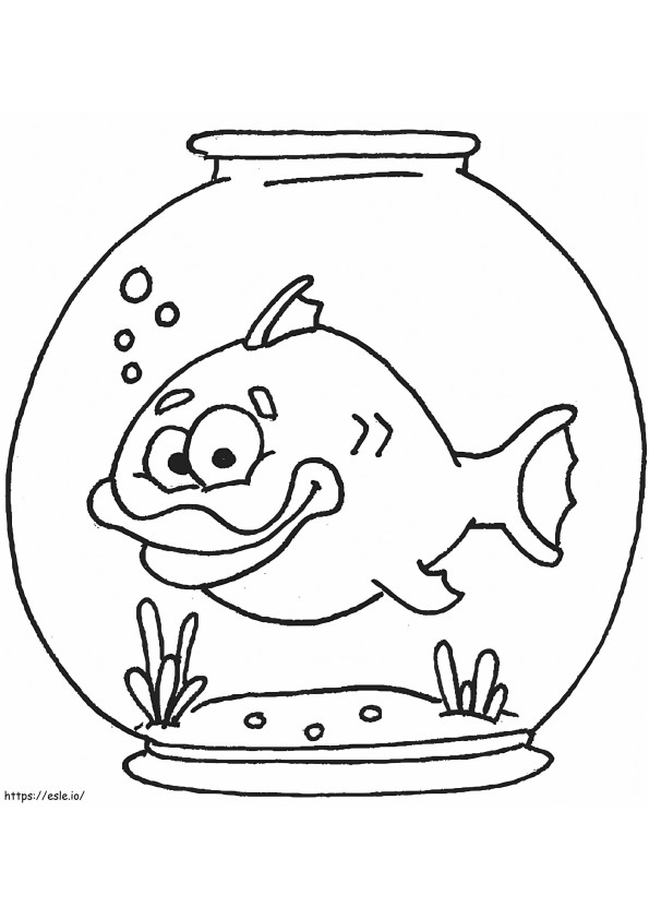 Coloriage Bol à poisson drôle à imprimer dessin