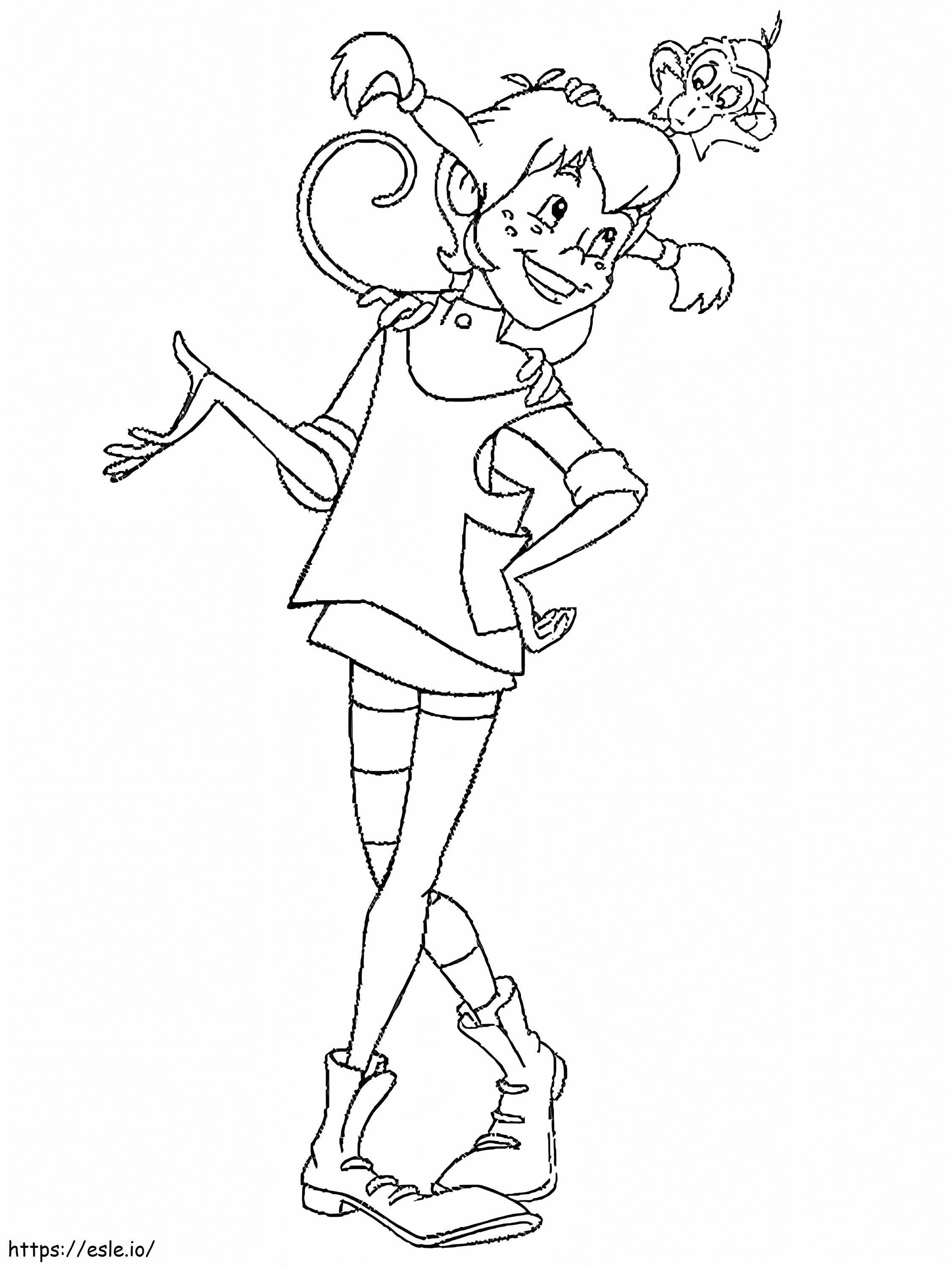 Pippi Longstocking And Monkey coloring page