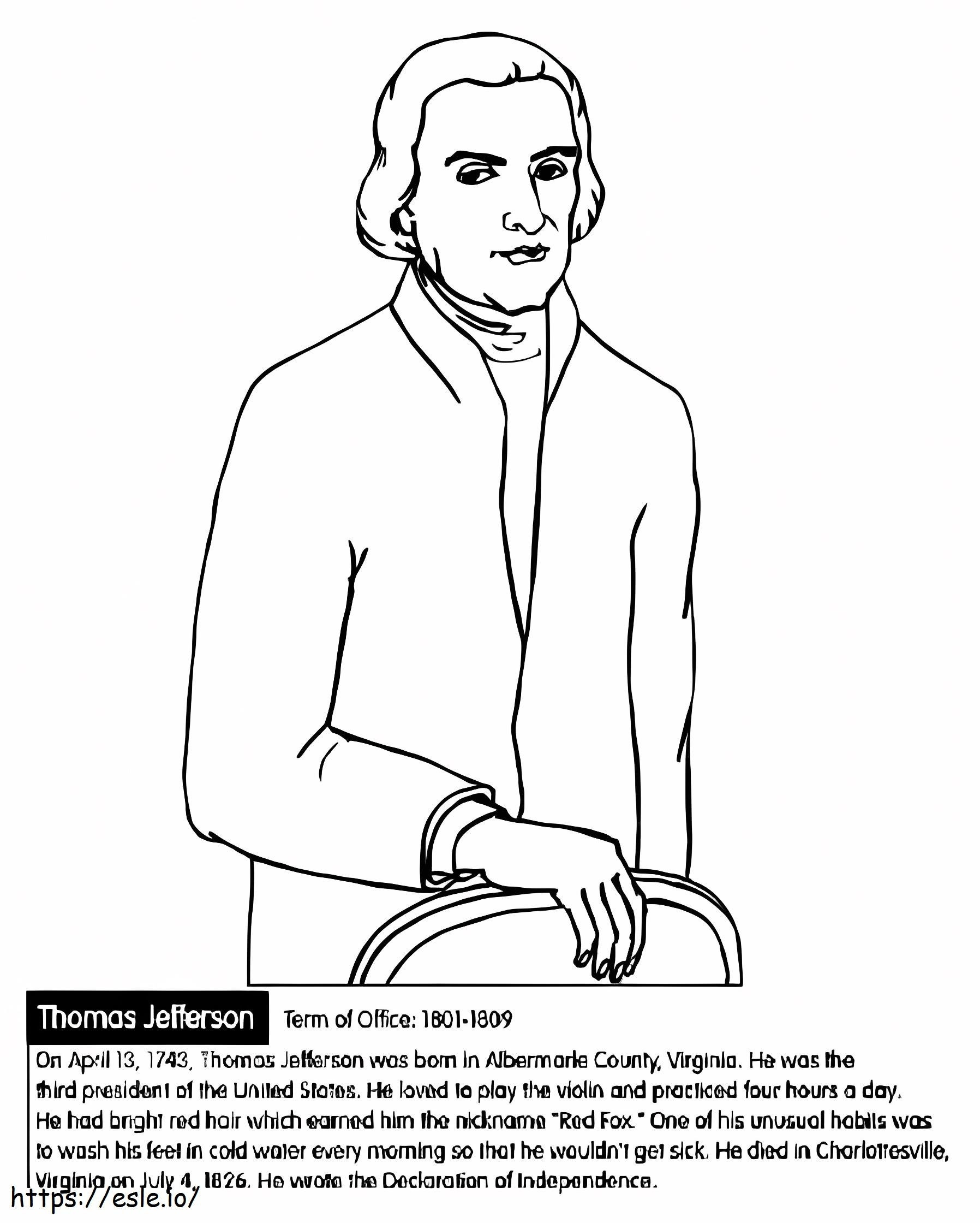 Thomas Jefferson imprimabil de colorat
