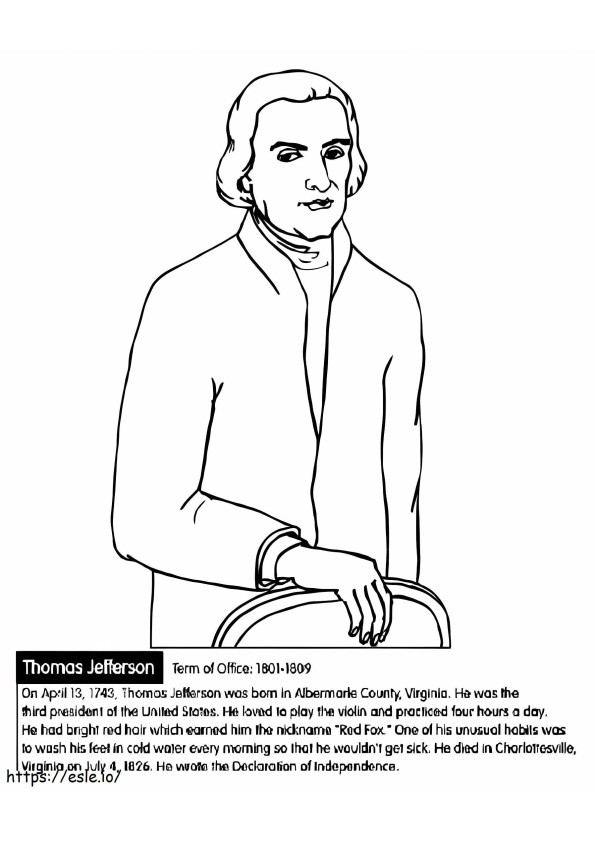 Imprimível Thomas Jefferson para colorir