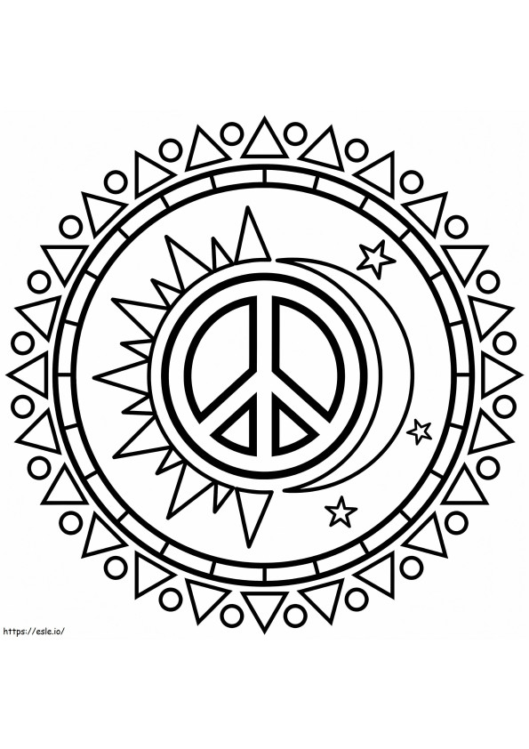 Sun And Moon Peace Sign coloring page