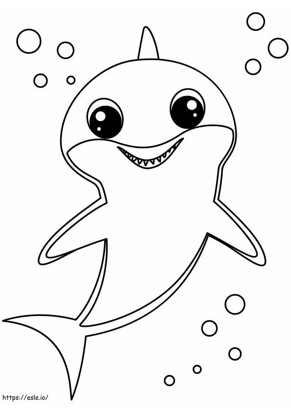 Coloriage Bébé requin souriant à imprimer dessin