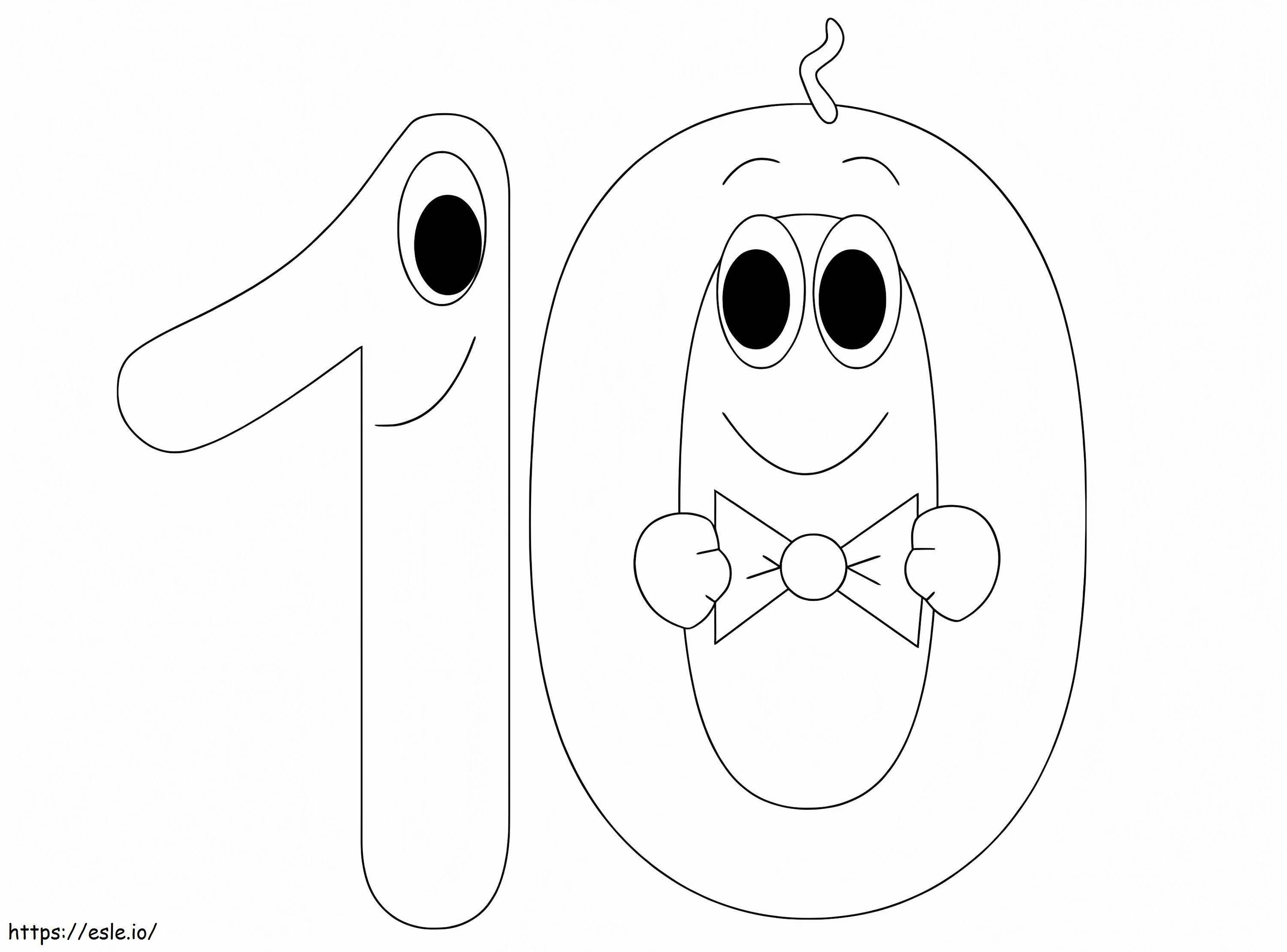 Cute Number 10 coloring page