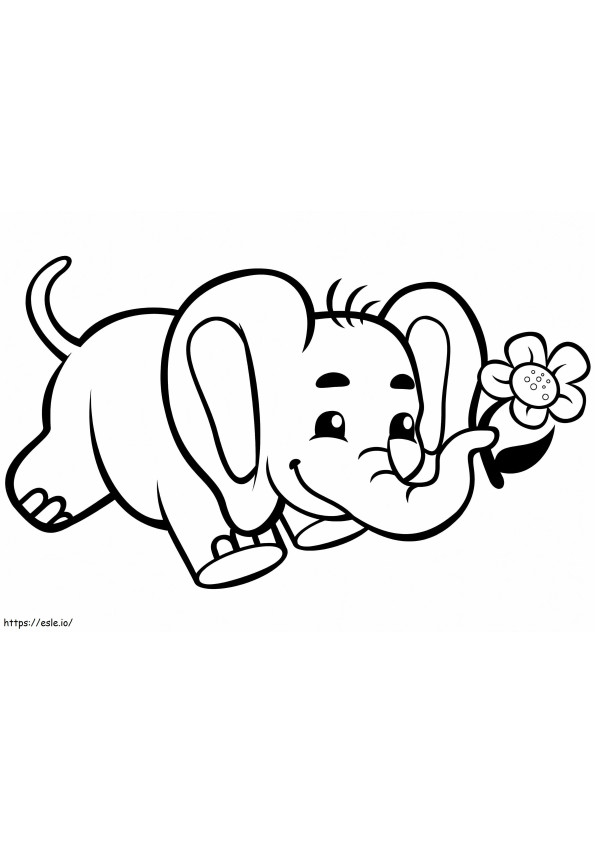 Coloriage Éléphant Mignon 2 à imprimer dessin