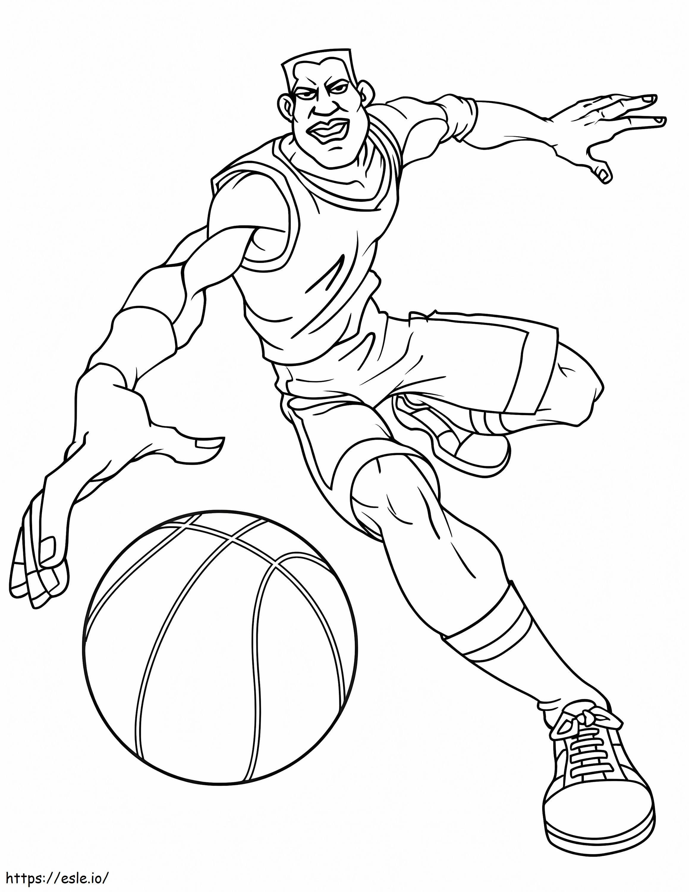 Pria Berlari Dengan Bola Basket Gambar Mewarnai