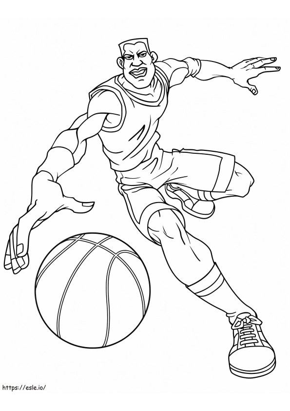 バスケットボールで走っている男 ぬりえ - 塗り絵