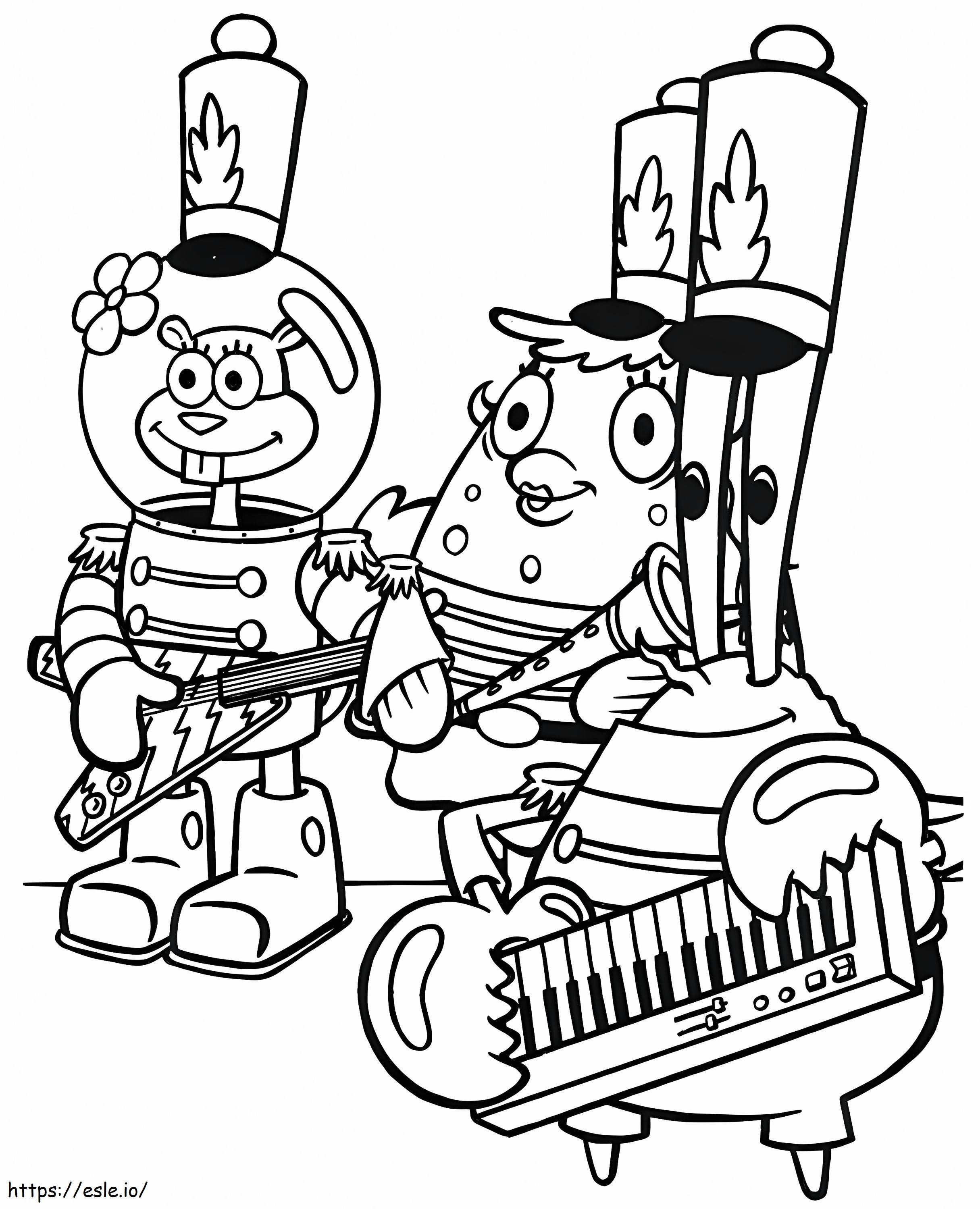 Sandy Cheeks In The Band coloring page