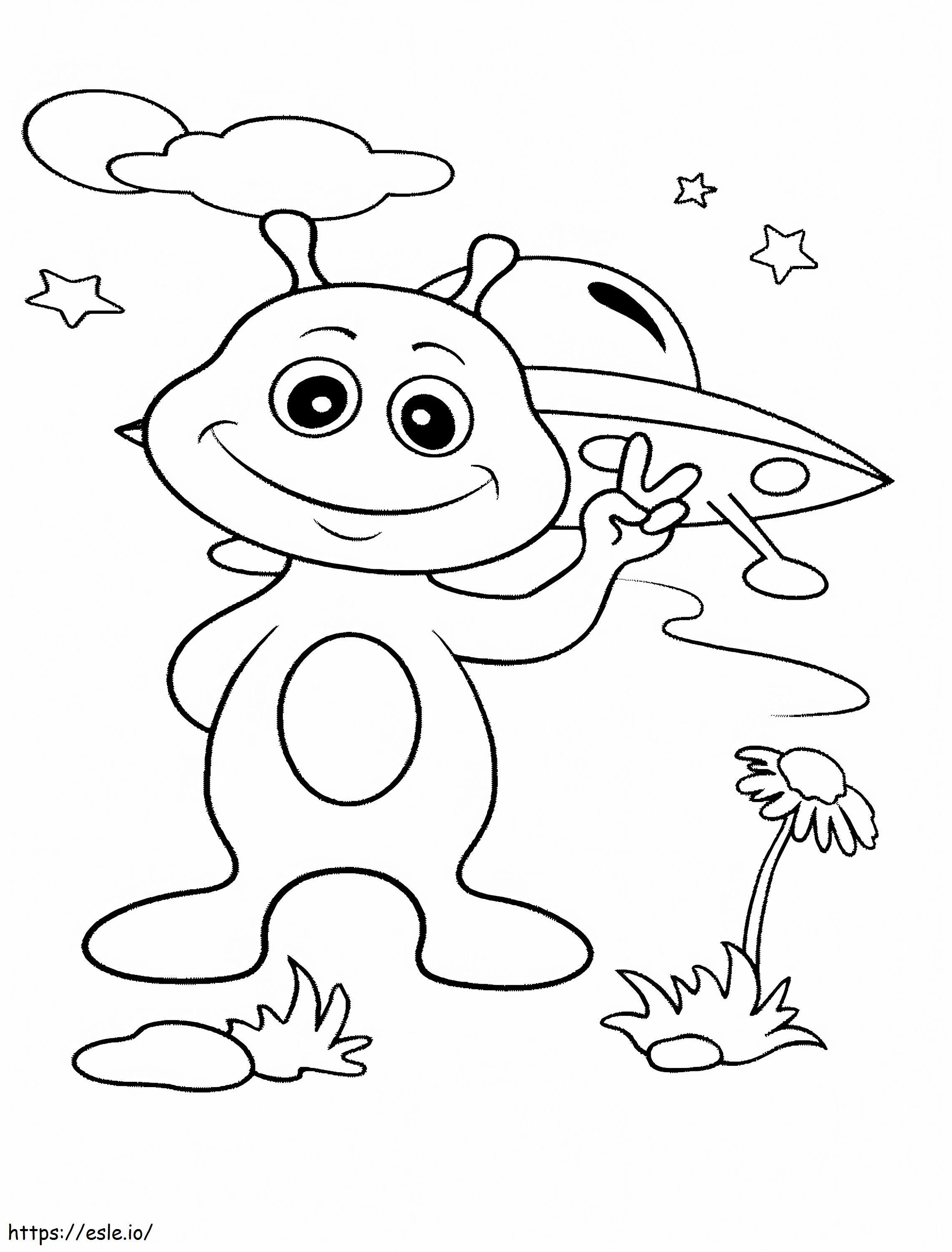 Happy Alien coloring page