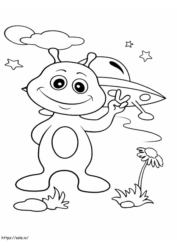 Happy Alien coloring page