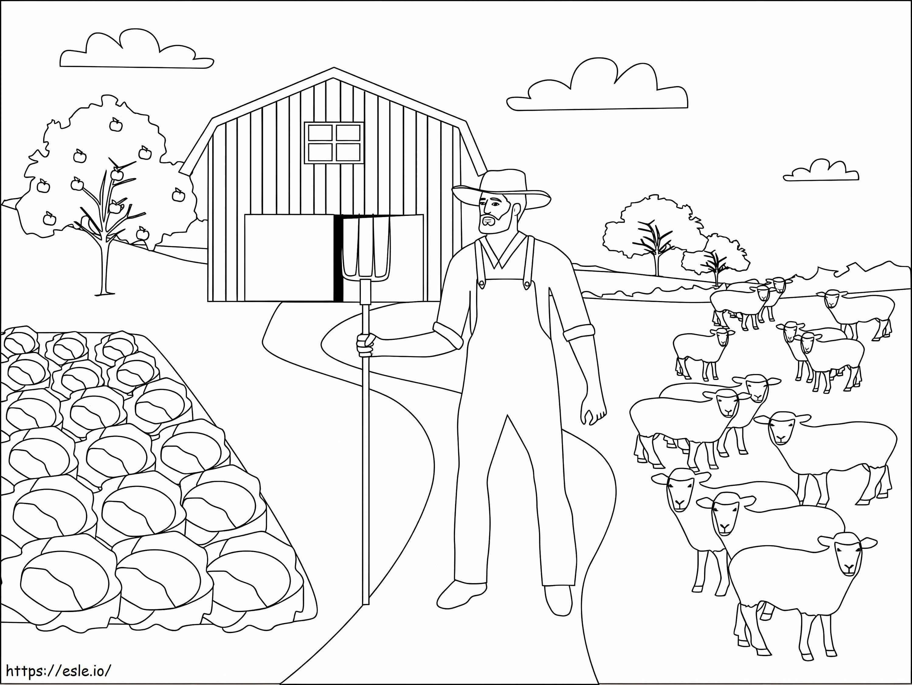 Farm And Farmer coloring page