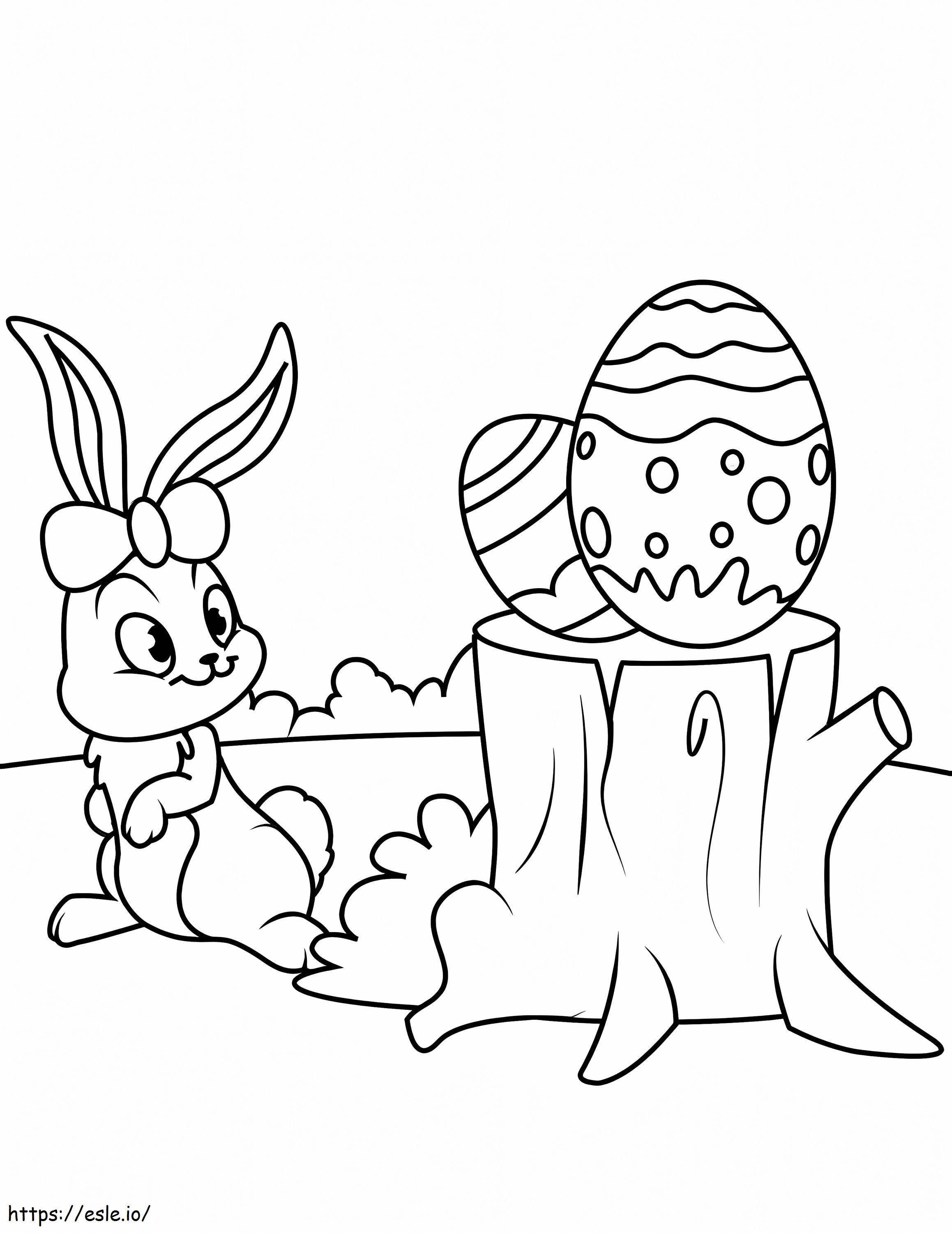 Conejo de Pascua con huevos para colorear