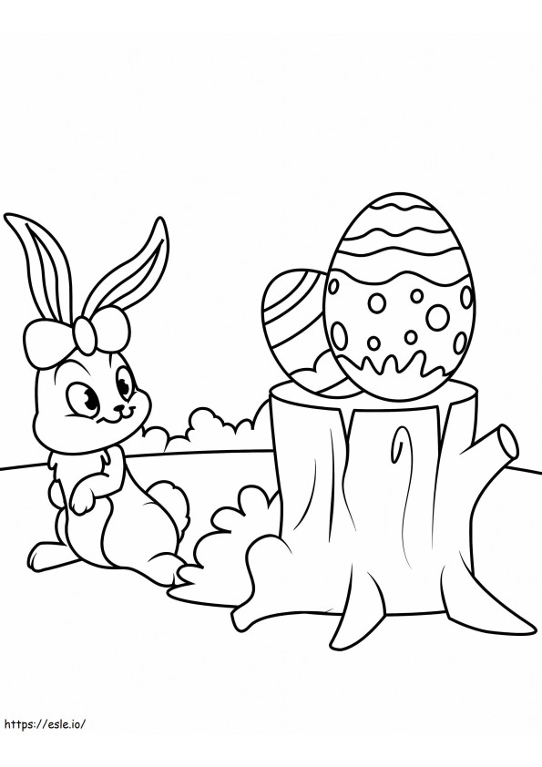 Wielkanocny Królik Z Jajkami kolorowanka