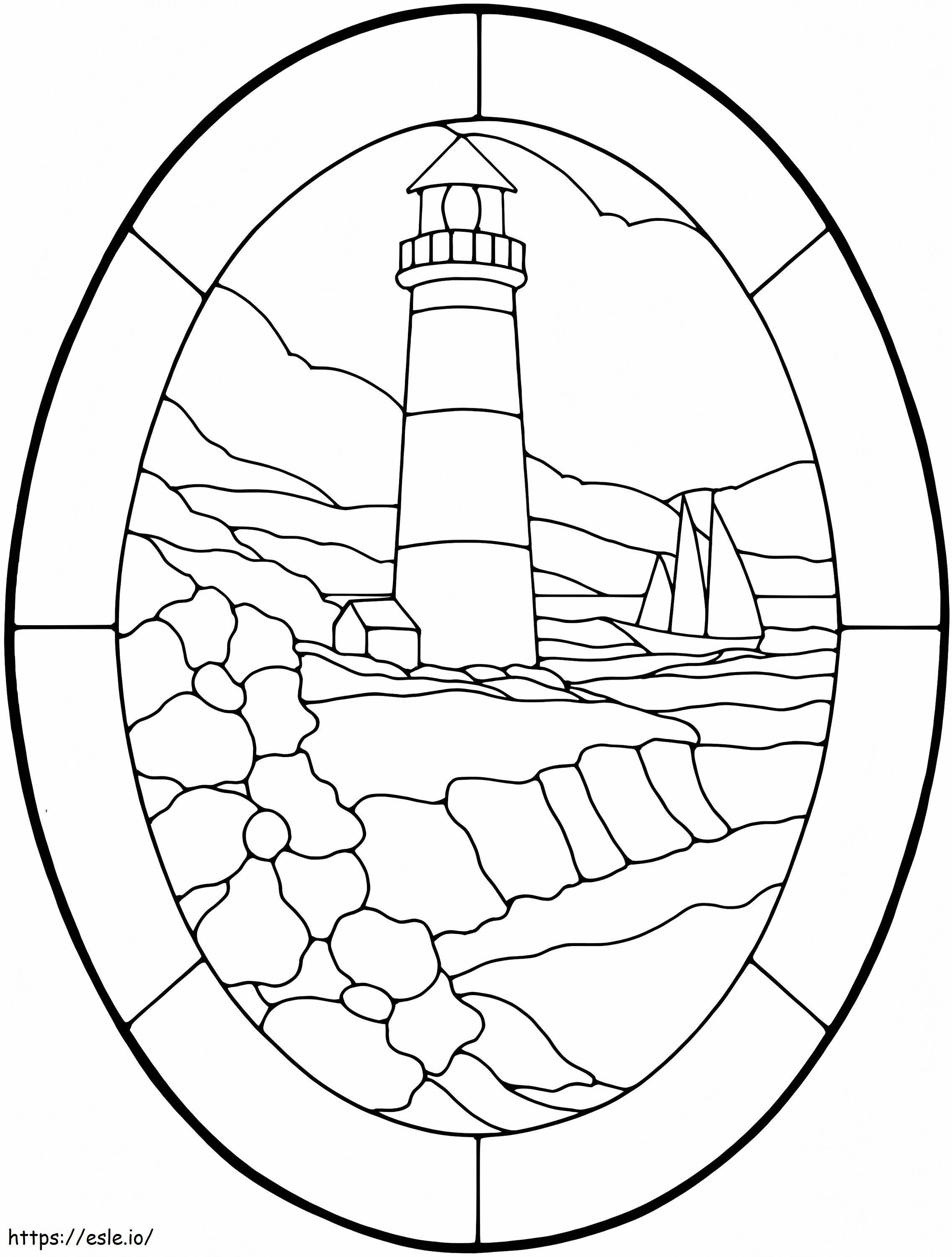 Stained Glass Lighthouse coloring page