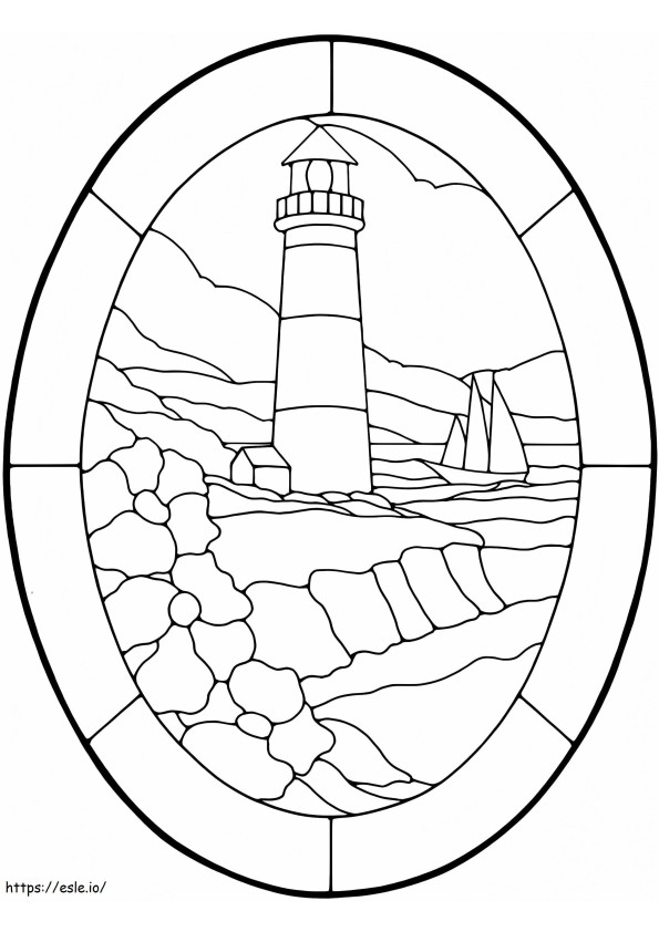 Buntglas-Leuchtturm ausmalbilder