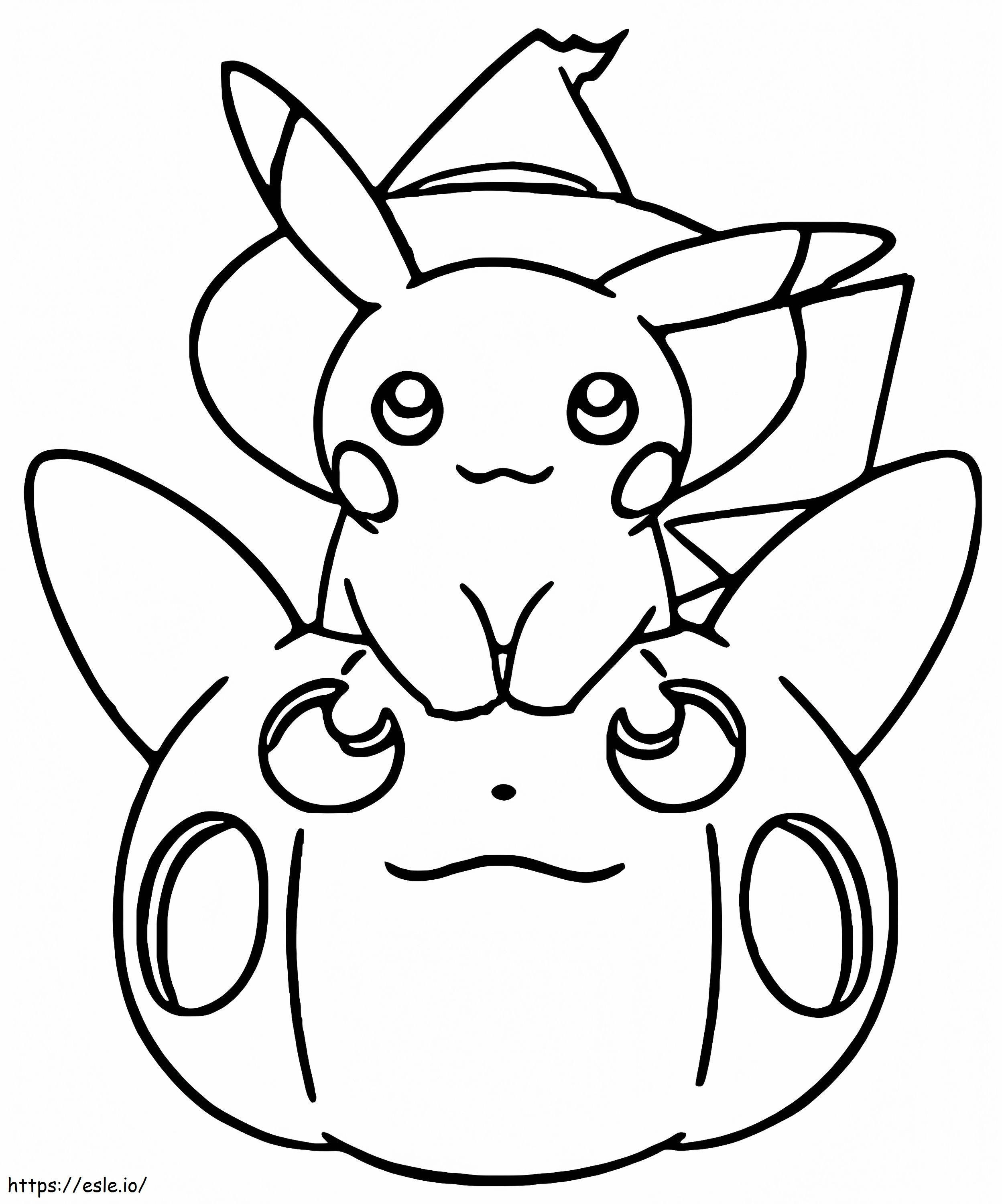 Cute Pikachu Halloween coloring page