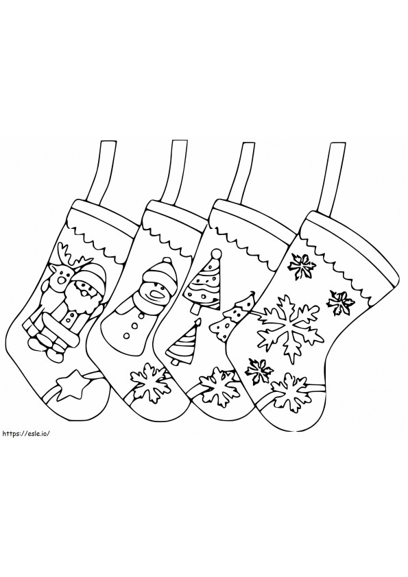 Four Christmas Stocking coloring page