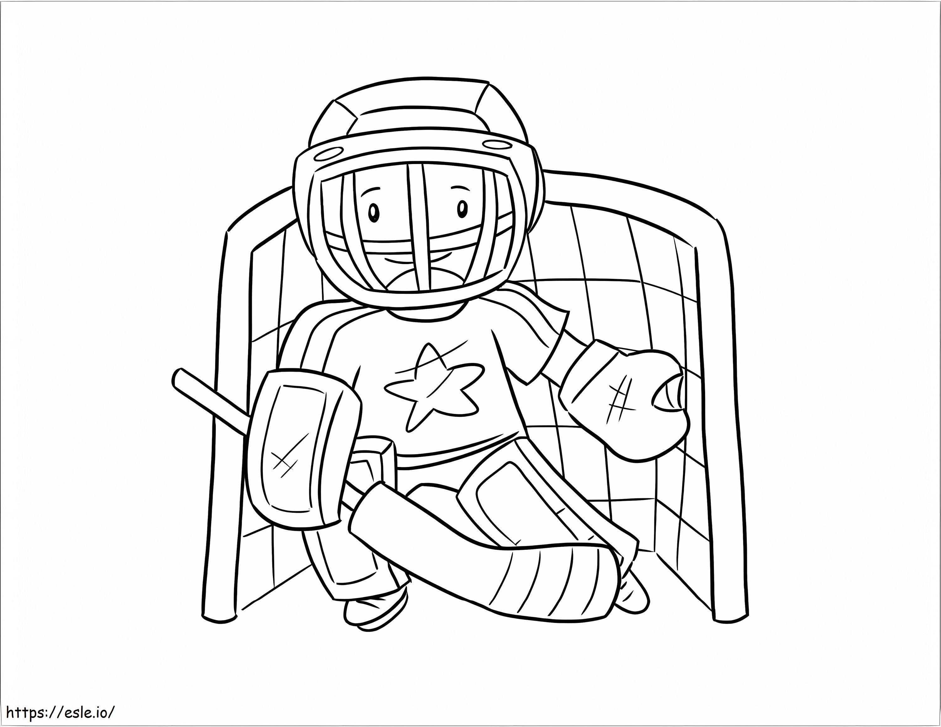 Smiling Man Playing Hockey coloring page