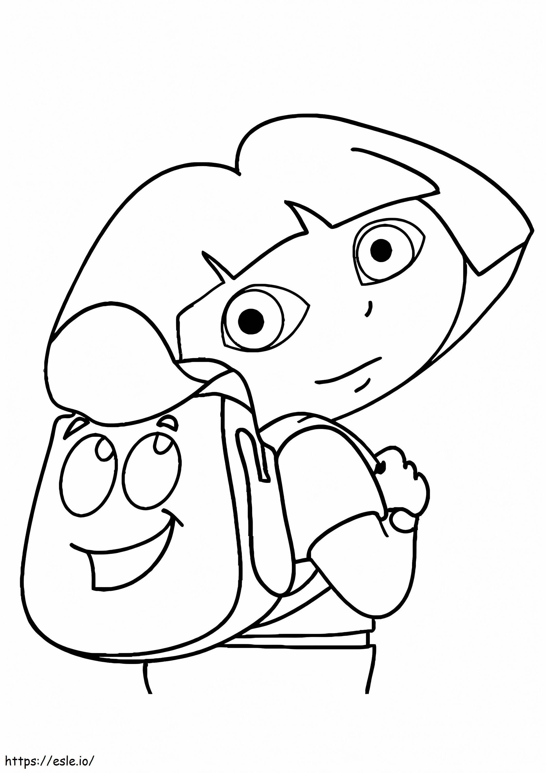 Coloriage Dora avec sac à dos à imprimer dessin