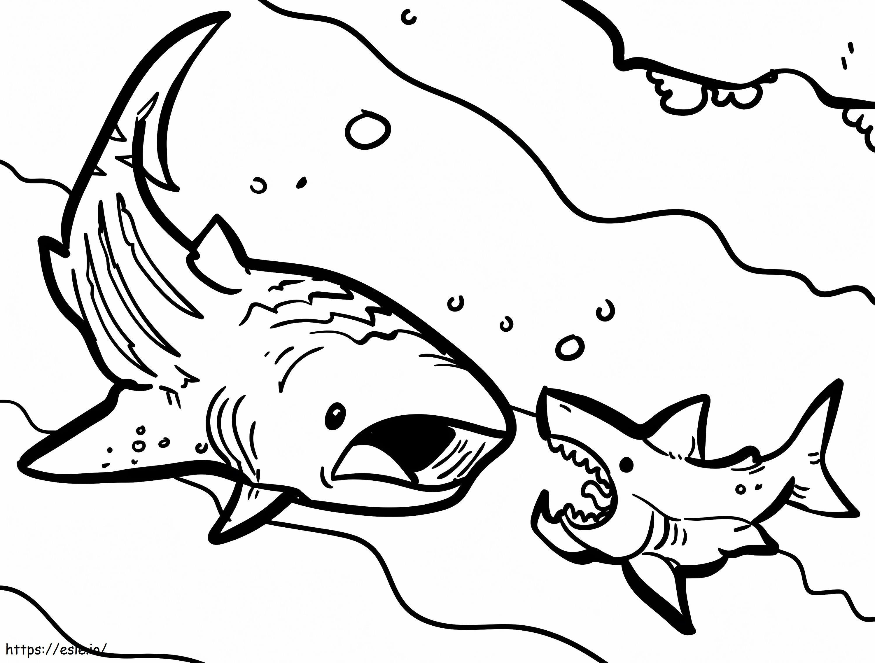 Different Sharks coloring page