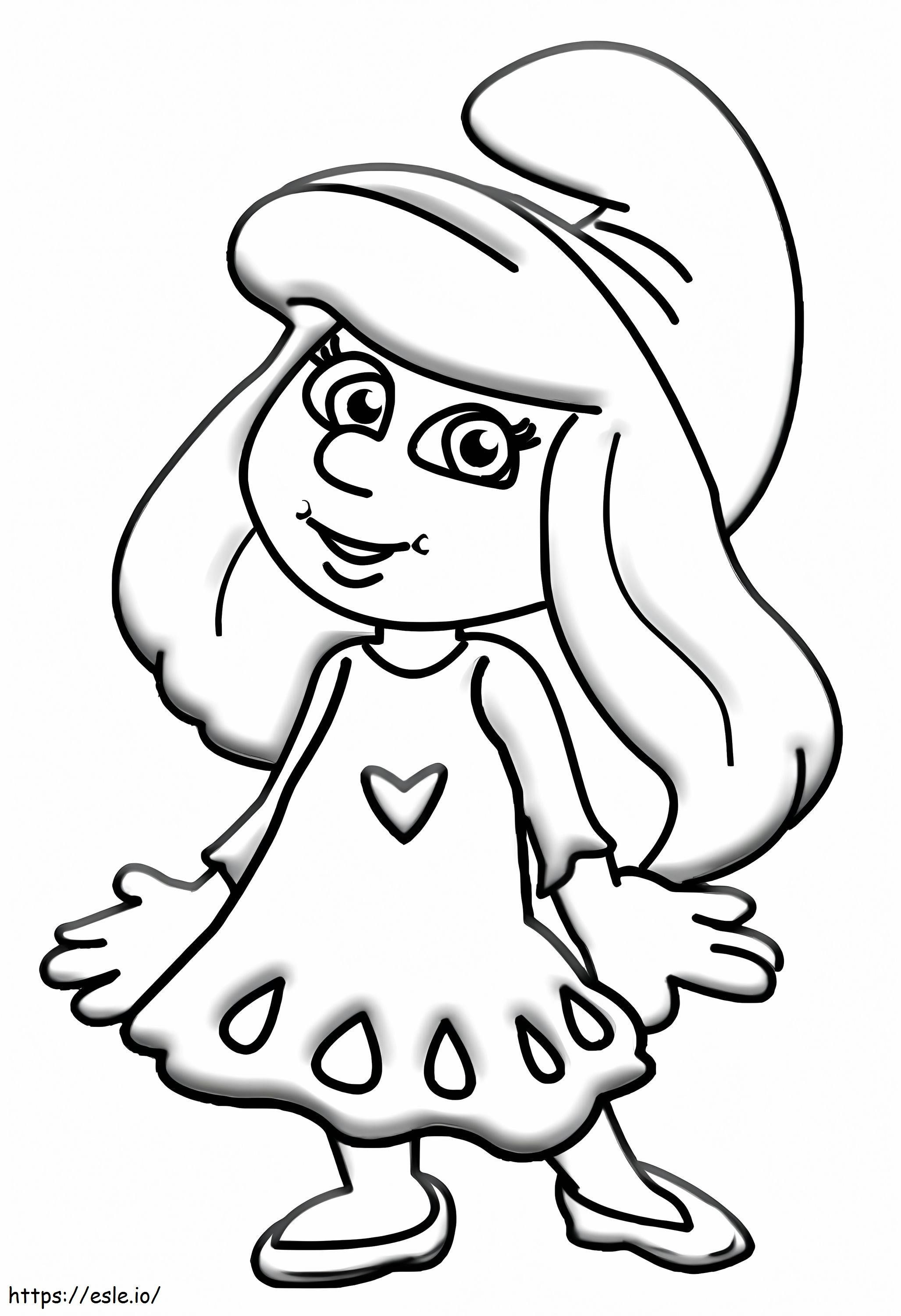 Smurfette Smiling coloring page