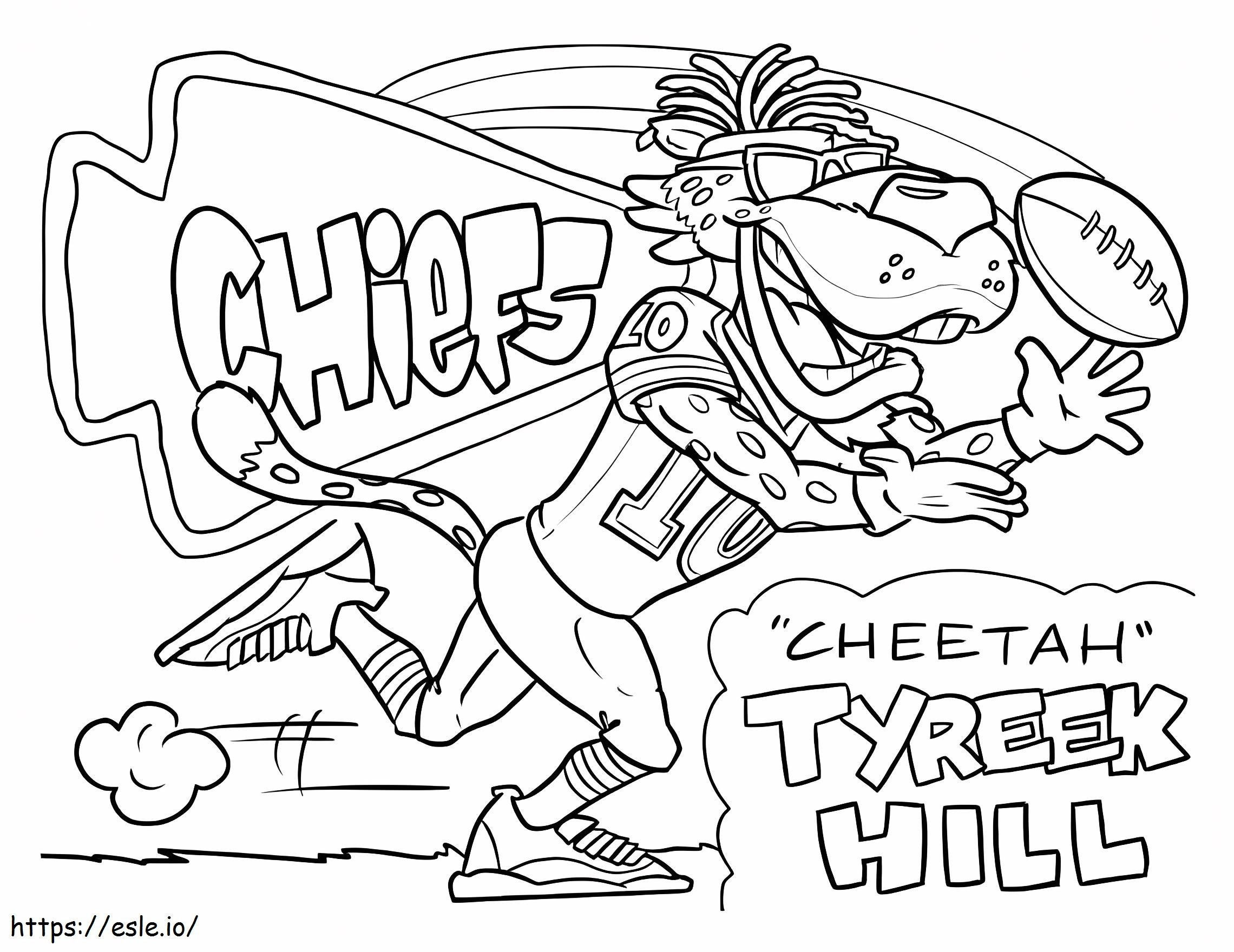 Tyreek Hill Cheetah, de hoofden van Kansas City kleurplaat kleurplaat