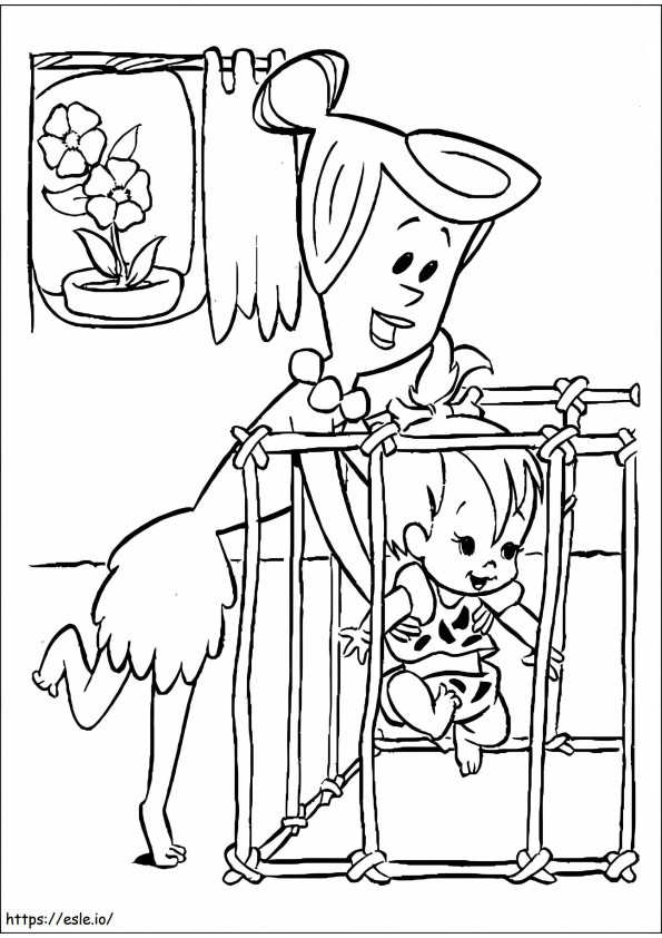 Wilma Flintstone And Pebbles Flintstone coloring page