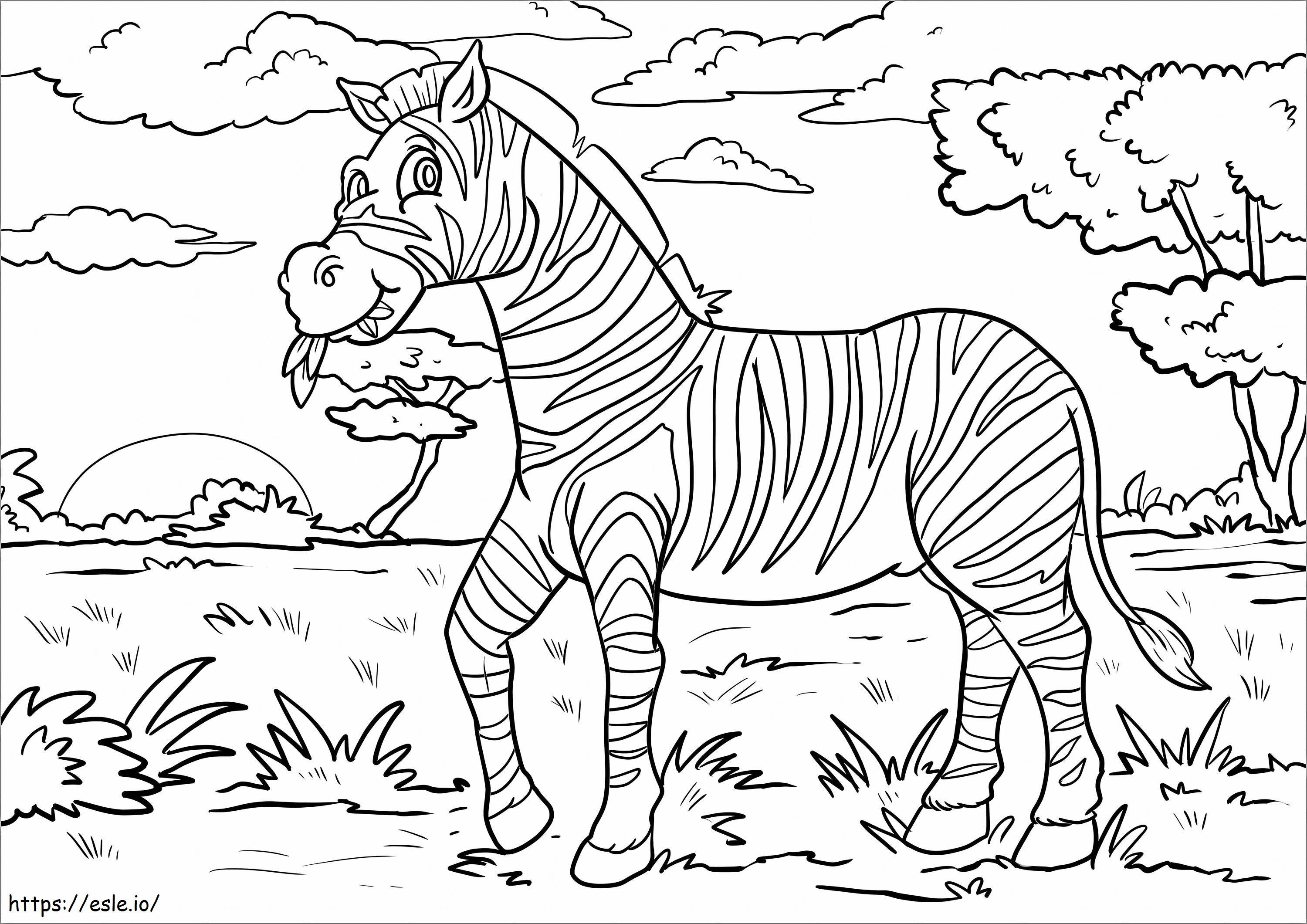 Zebra Makan Rumput Gambar Mewarnai
