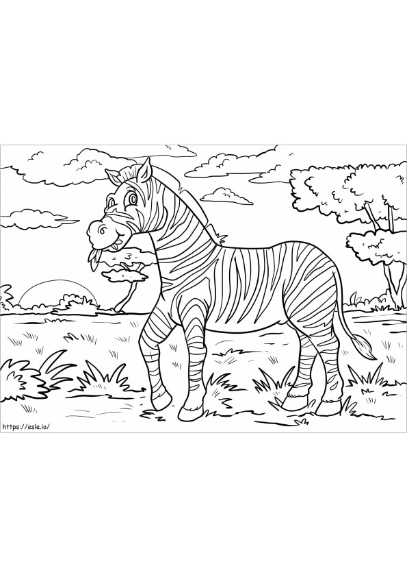Zebra die gras eet kleurplaat