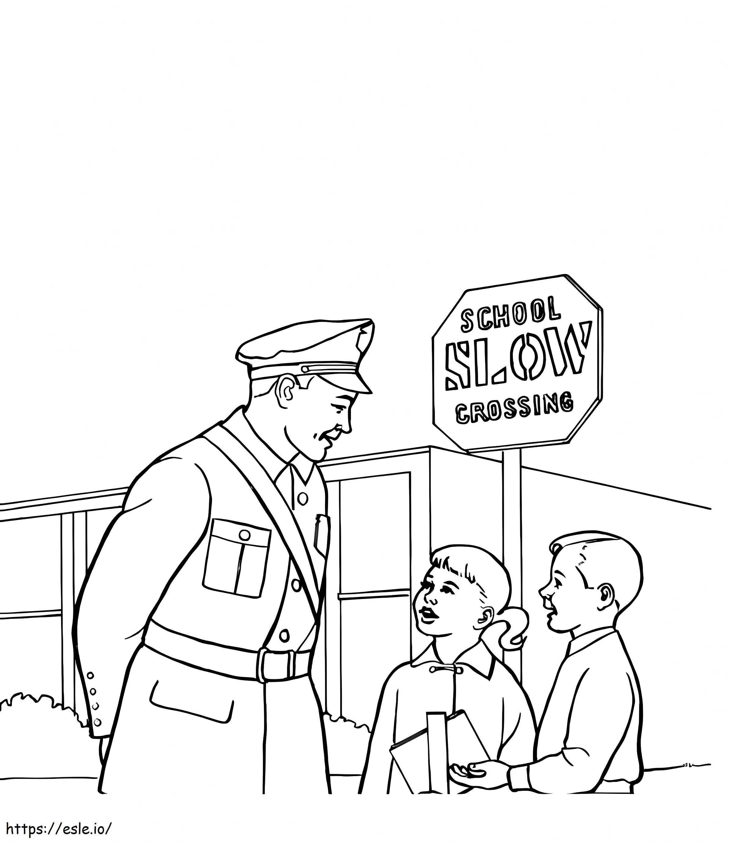 Policja i dwójka dzieci kolorowanka