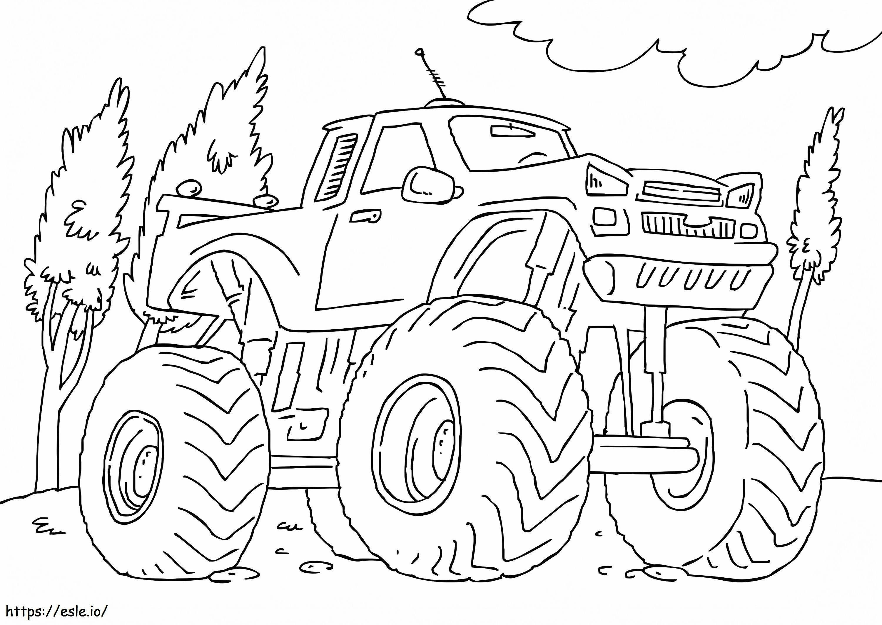 Monster Truck pe drum de colorat