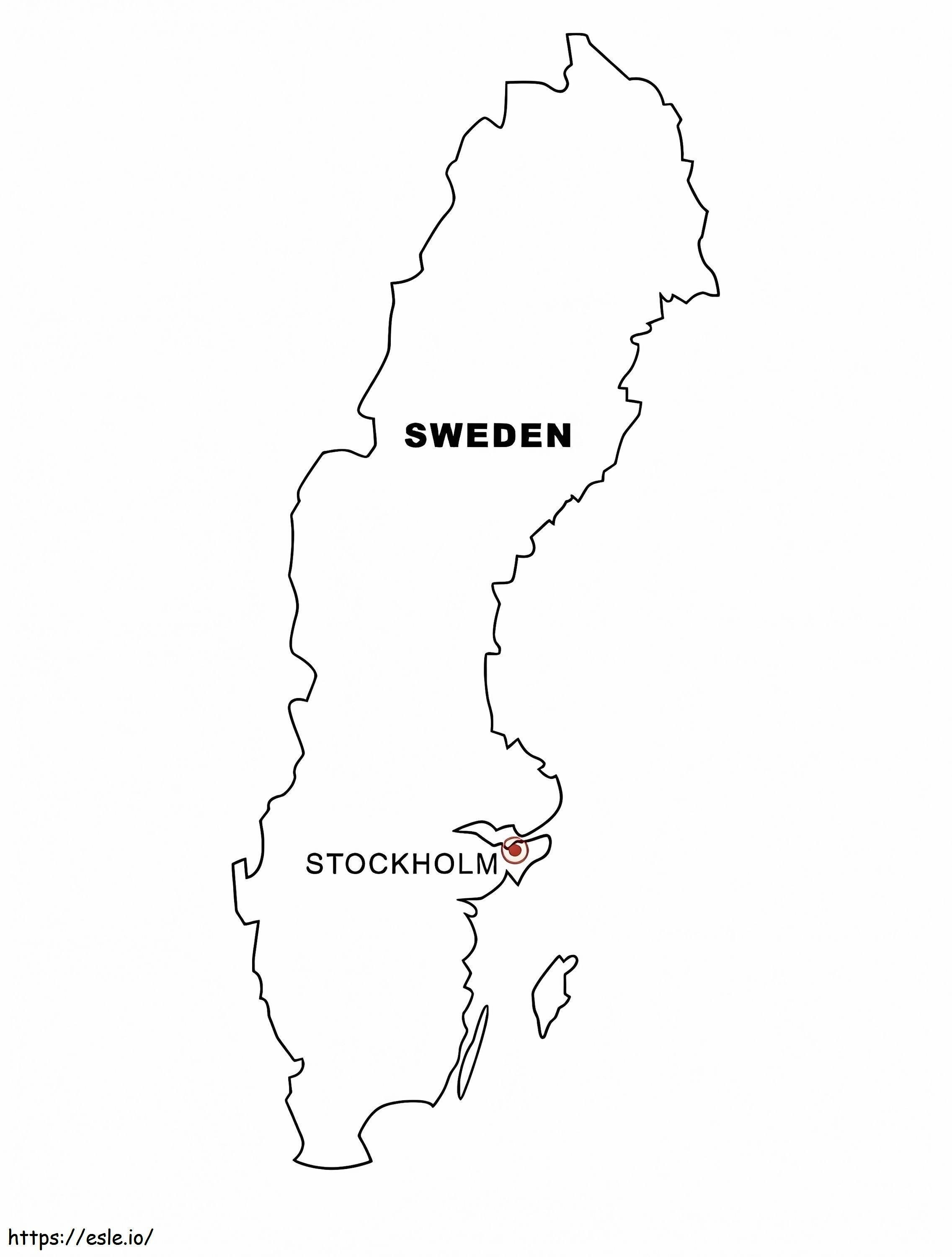 スウェーデンの地図 ぬりえ - 塗り絵