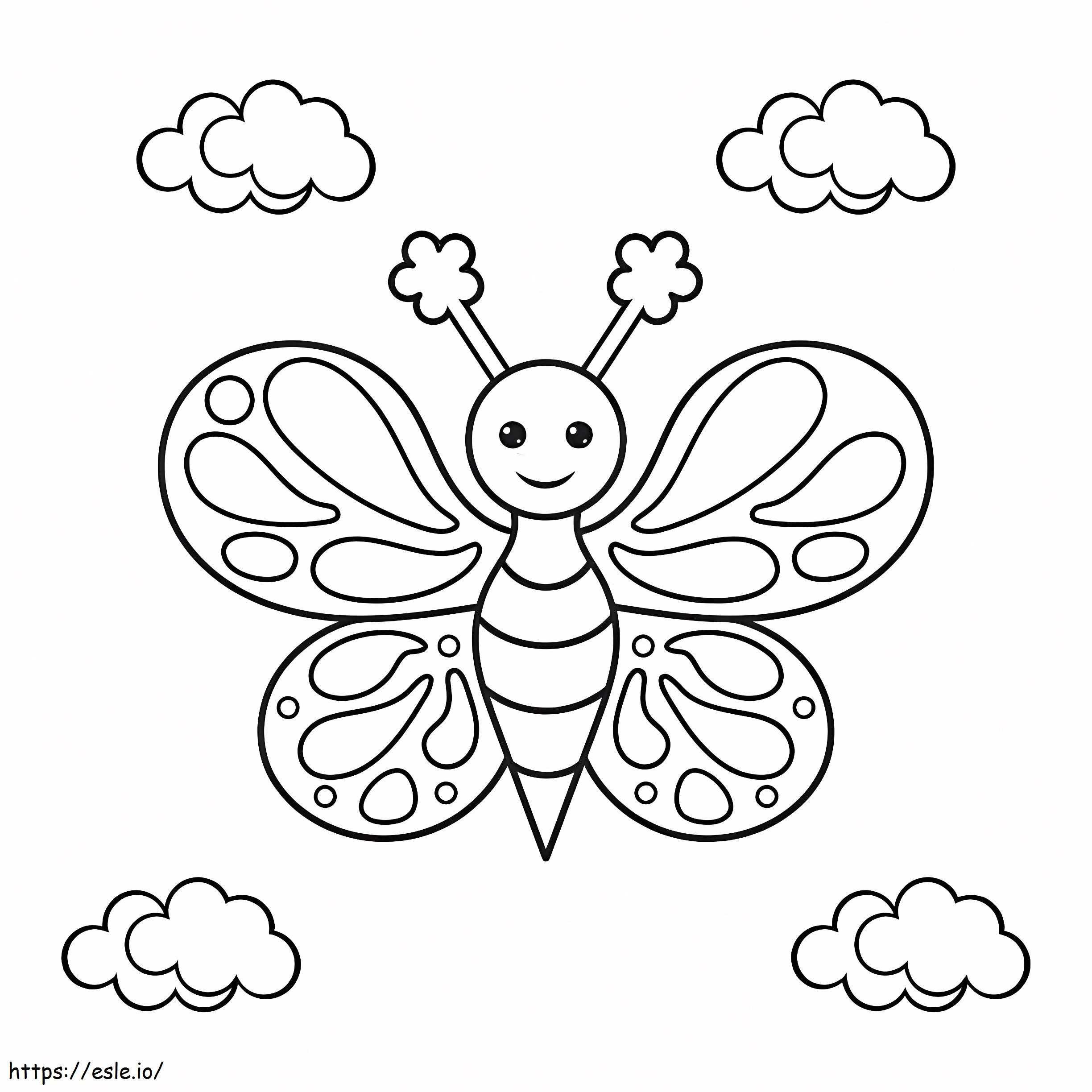 Cartoon Butterfly Flying coloring page