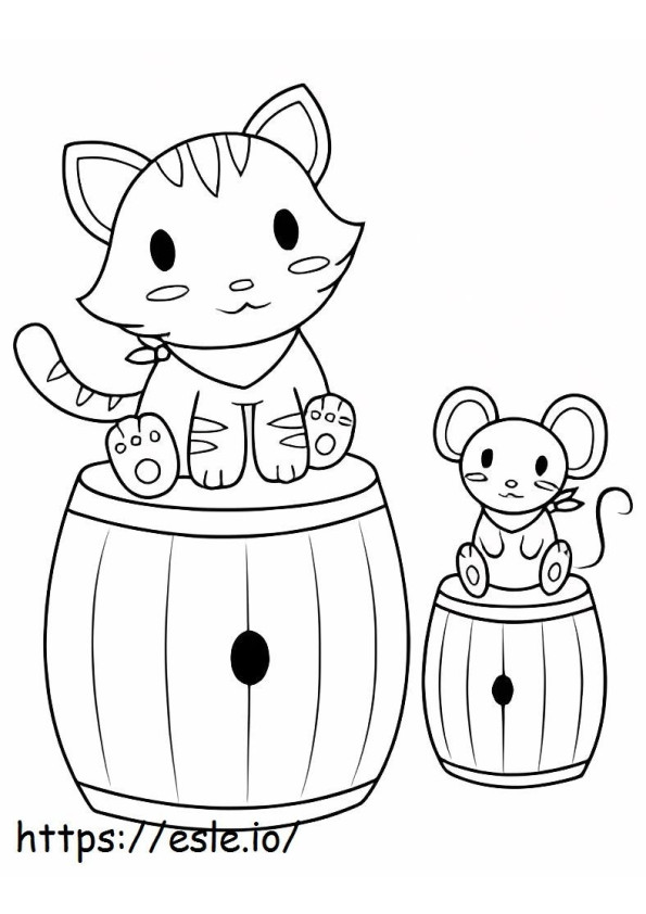 Rato e gato para colorir