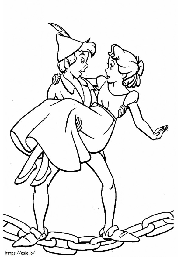 Casal Peter Pan e Wendy para colorir