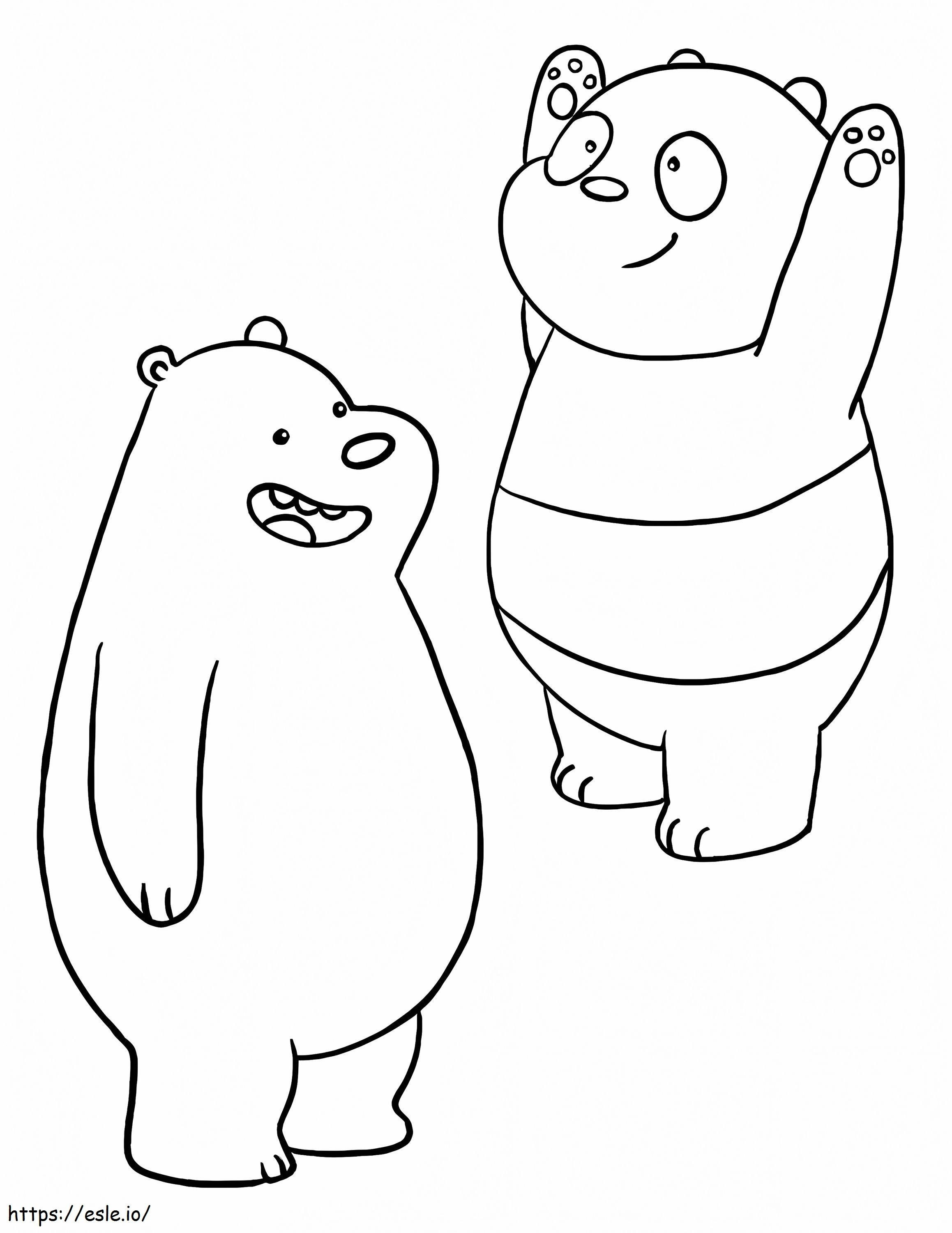 Beruang Coklat dan Panda Gambar Mewarnai