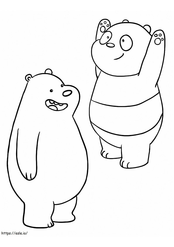 ヒグマとパンダ ぬりえ - 塗り絵