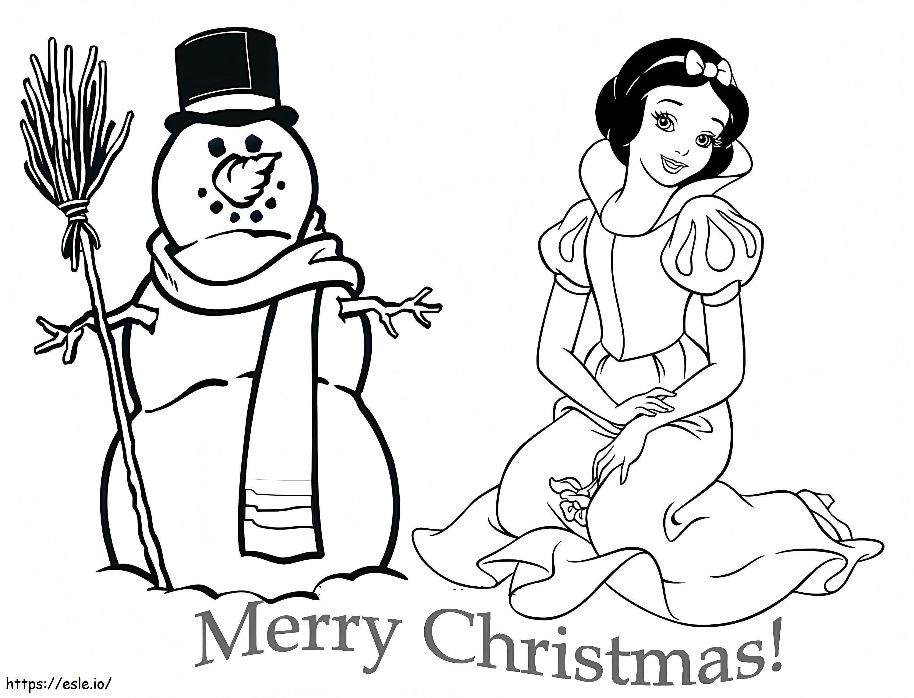 Snow White And Snowman coloring page