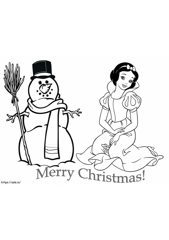 Snow White And Snowman coloring page