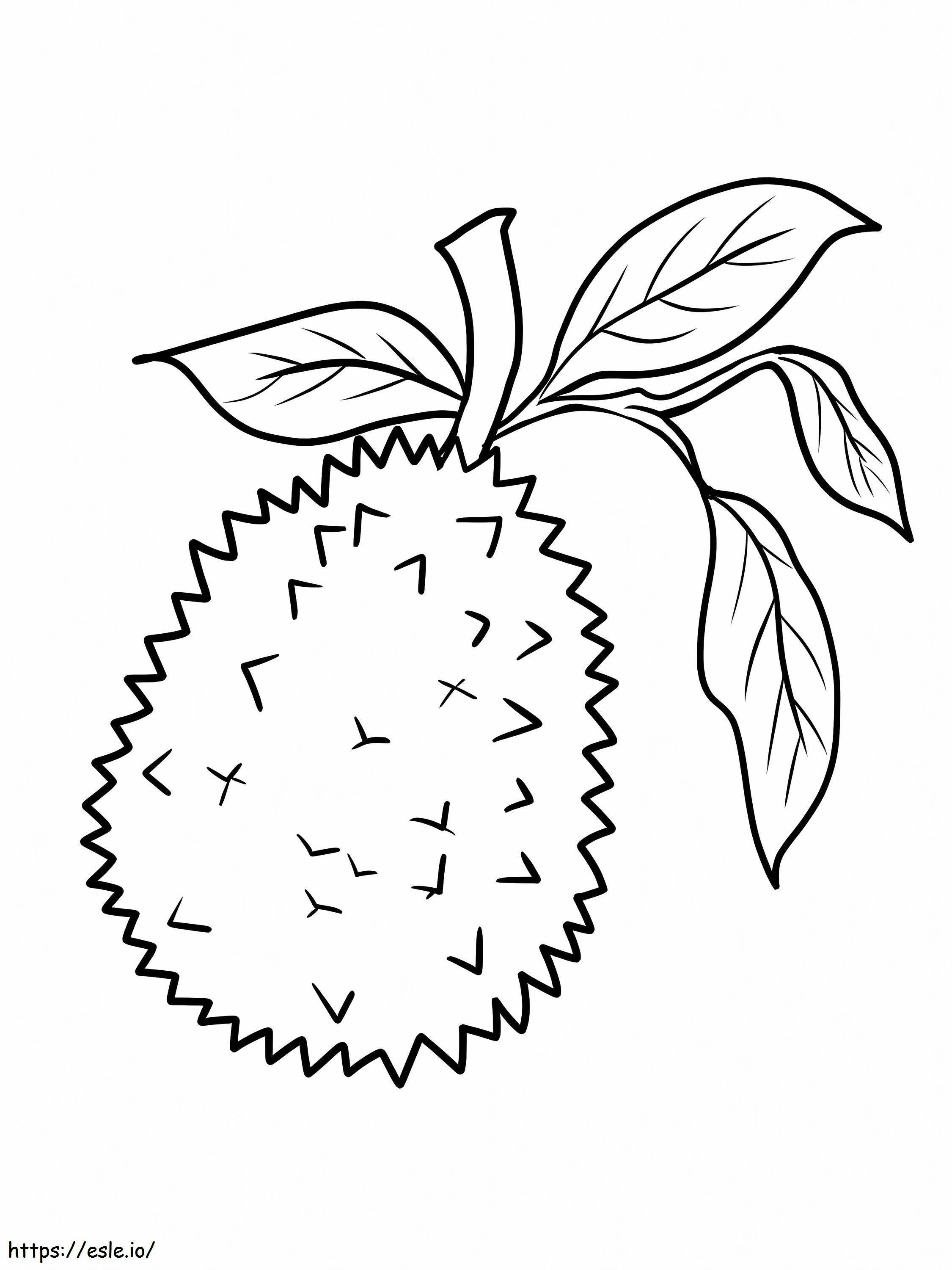 Durian Dengan Daun Gambar Mewarnai