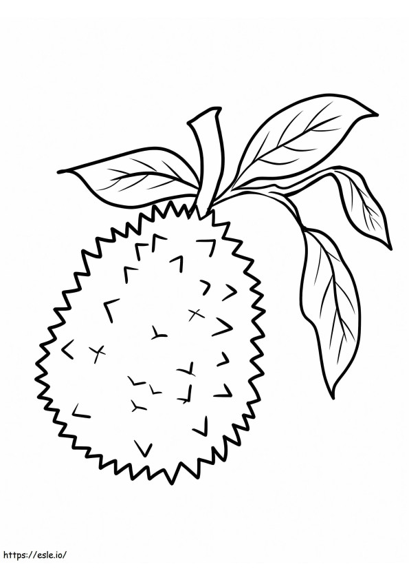 Coloriage Durian avec feuille à imprimer dessin