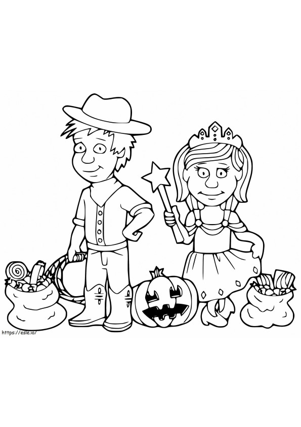 Cute Kids In Costumes coloring page