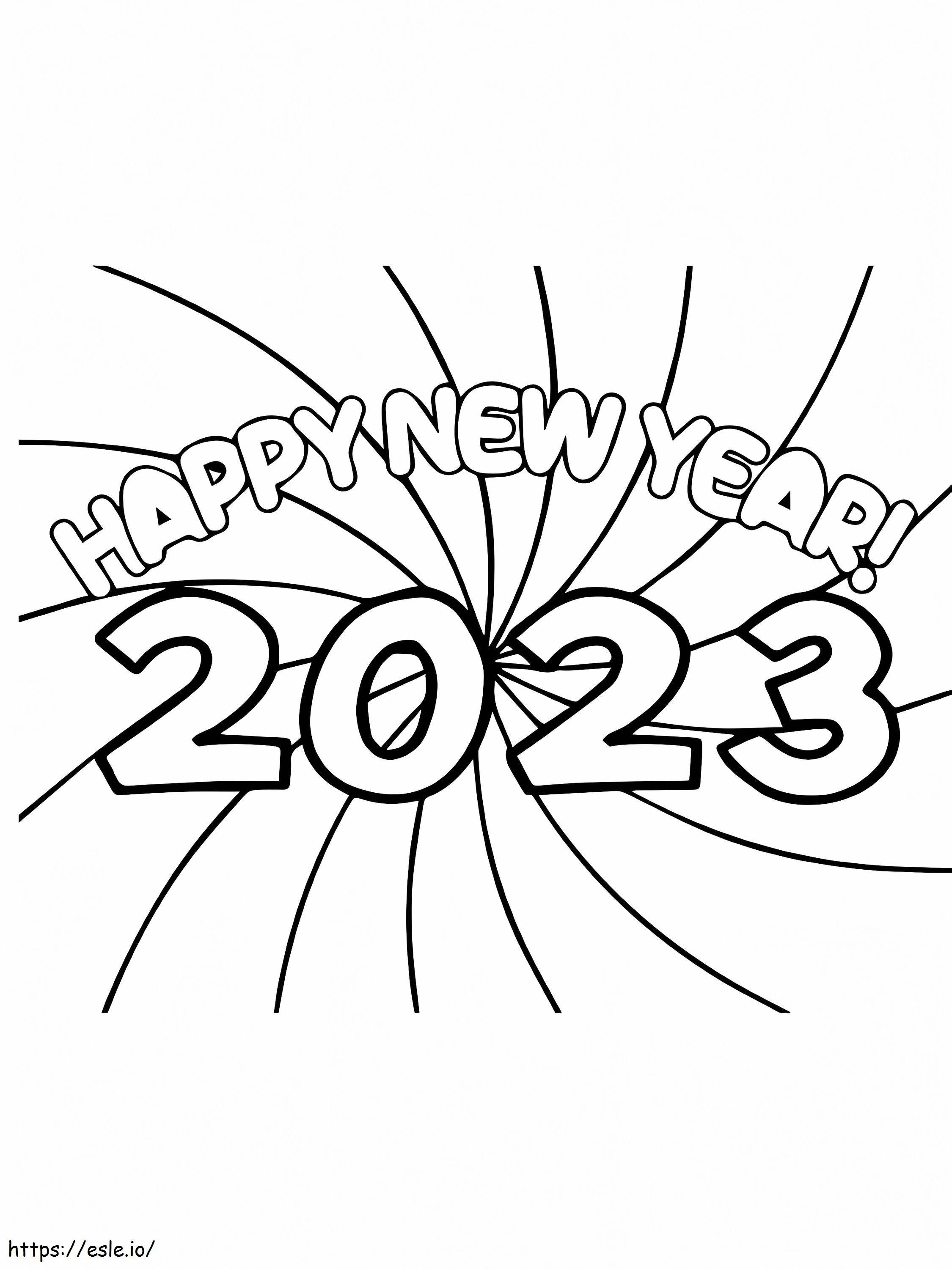 Hyvää uutta vuotta 2023 värityssivu värityskuva