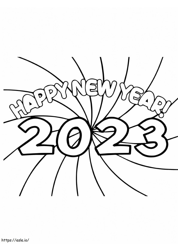 Página para colorir de Feliz Ano Novo de 2023 para colorir