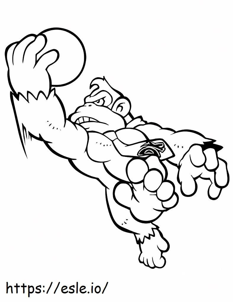 Coloriage Donkey Kong tenant le ballon à imprimer dessin