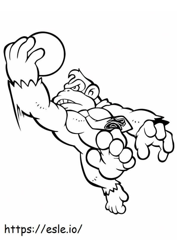 Coloriage Donkey Kong tenant le ballon à imprimer dessin