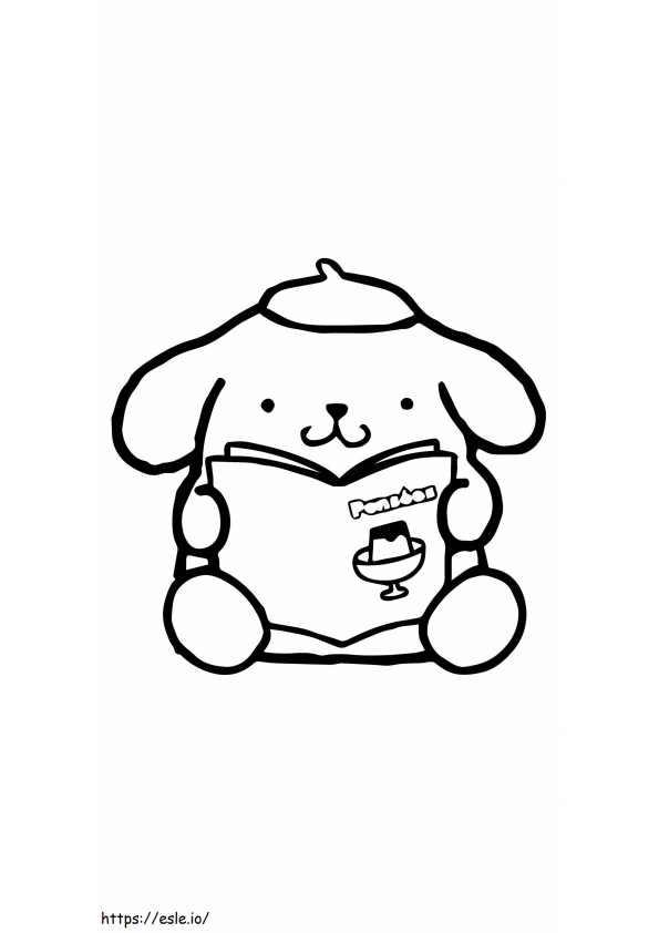 Pompompurin Reading Book coloring page