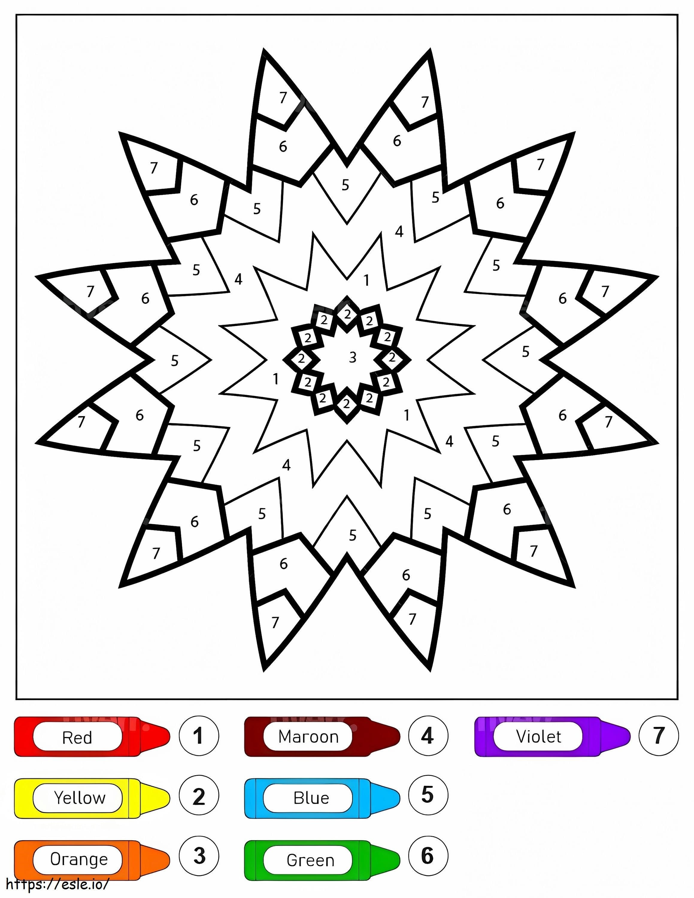 Coloriage Mandala étoiles pour enfants couleur par numéro à imprimer dessin